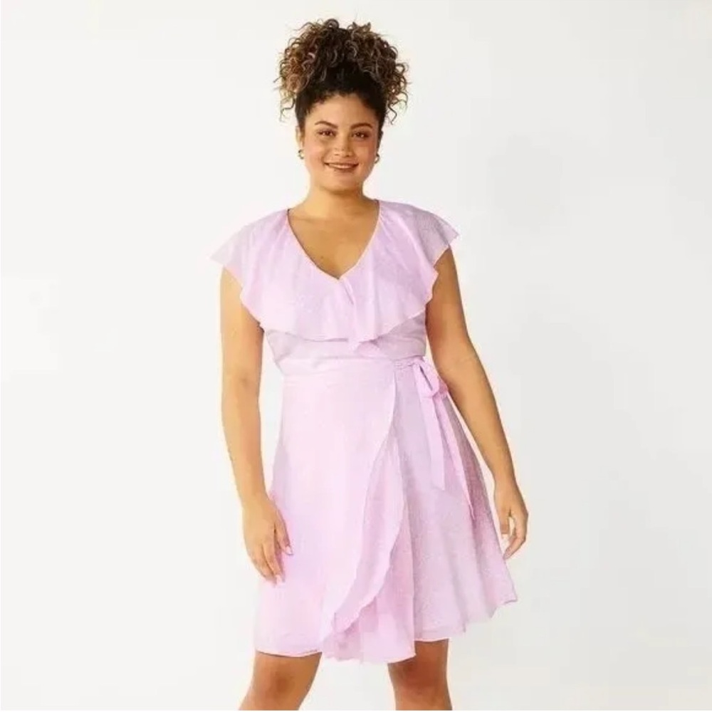 Draper James RSVP Pink Ruffle Wrap Dress—L
